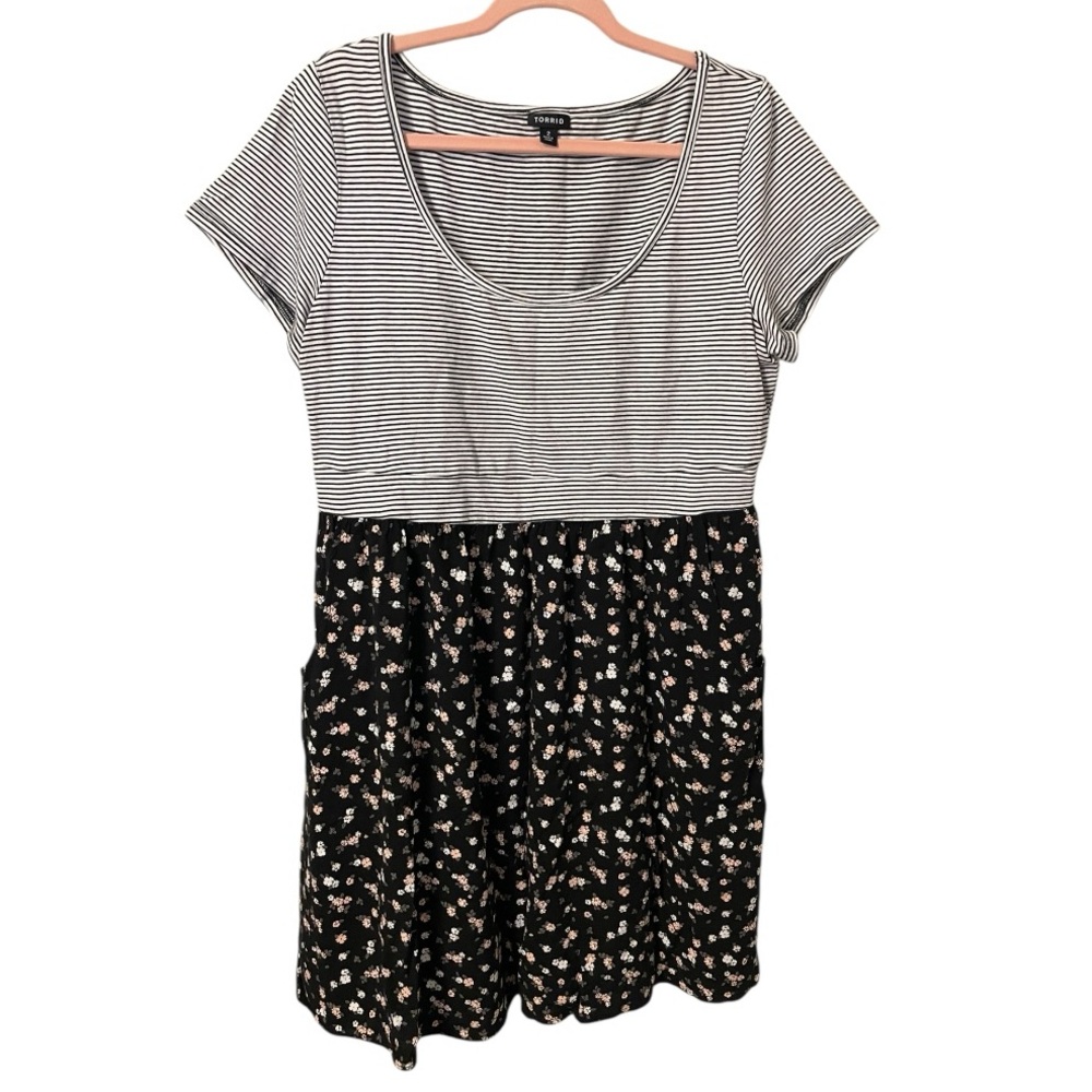Striped and Floral Women's Dress